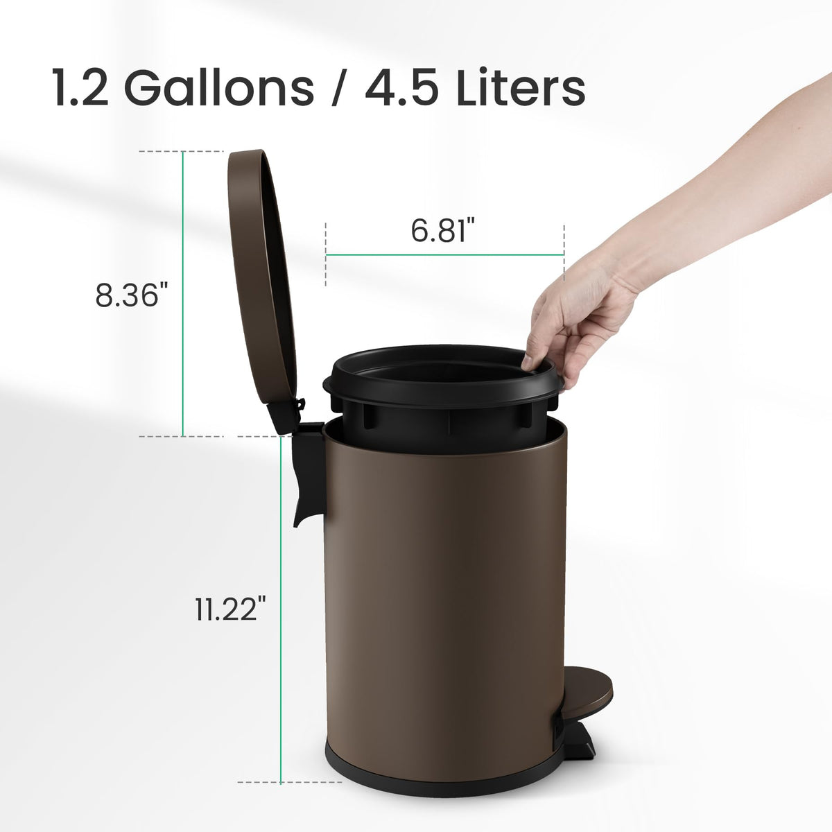 Small Round Bathroom Trash Can with Lid Soft Close