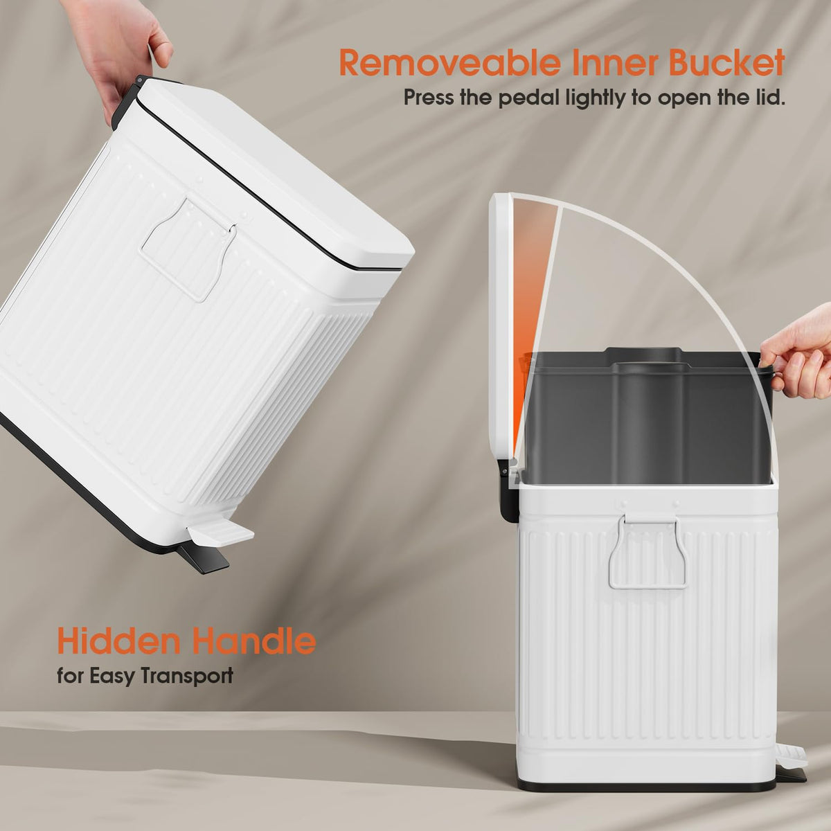 Small Bathroom Trash Can with Lid Soft Close