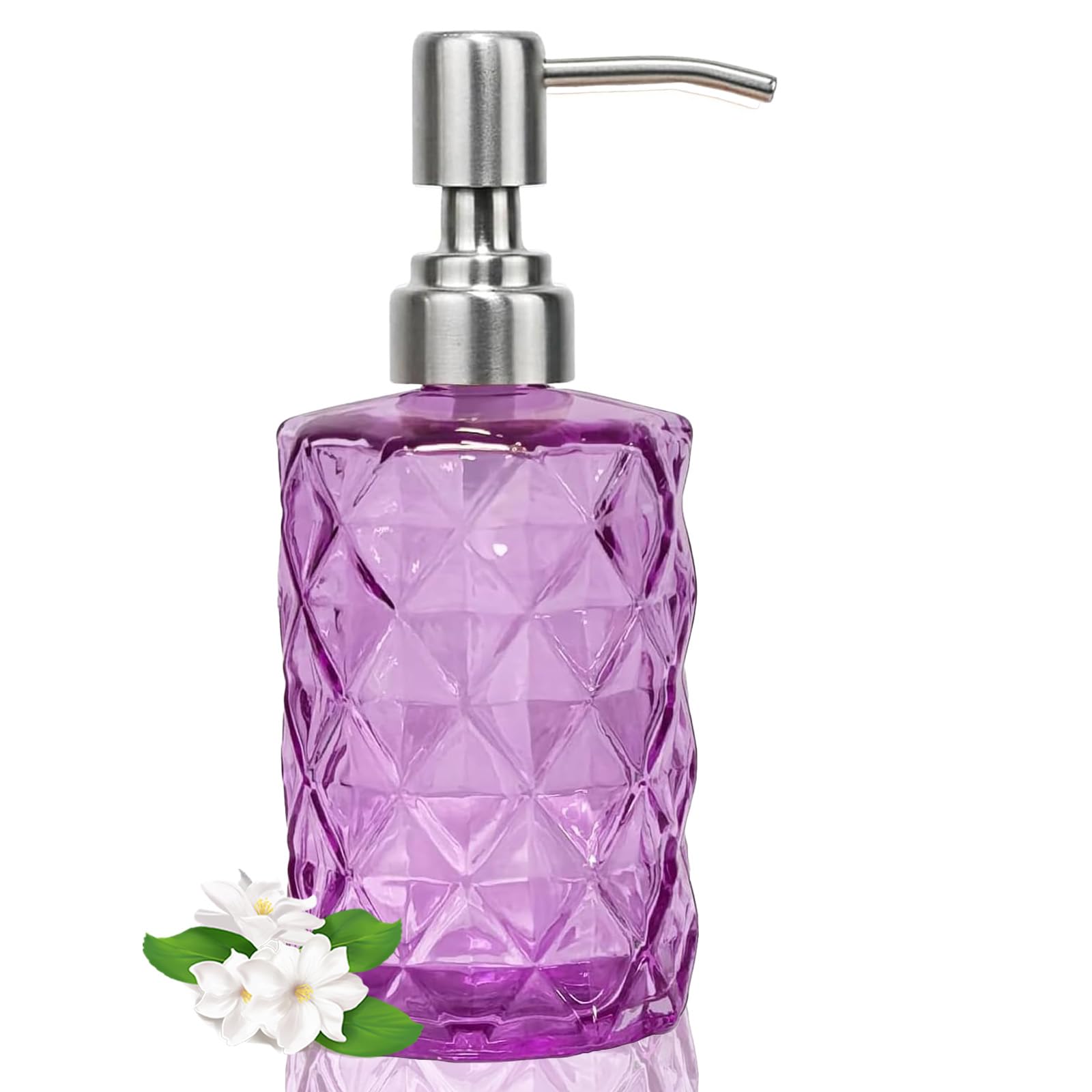 12Oz Purple Glass Soap Dispenser