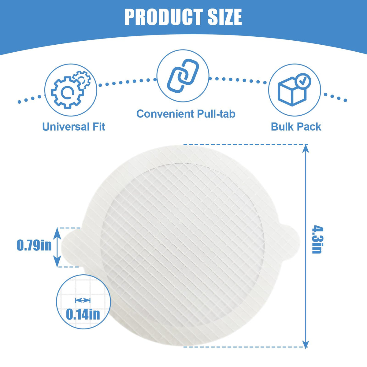 60 Pack Disposable Shower Drain Hair Catcher Hair Trap Drain Covers 4.4” Extra (60 Count)