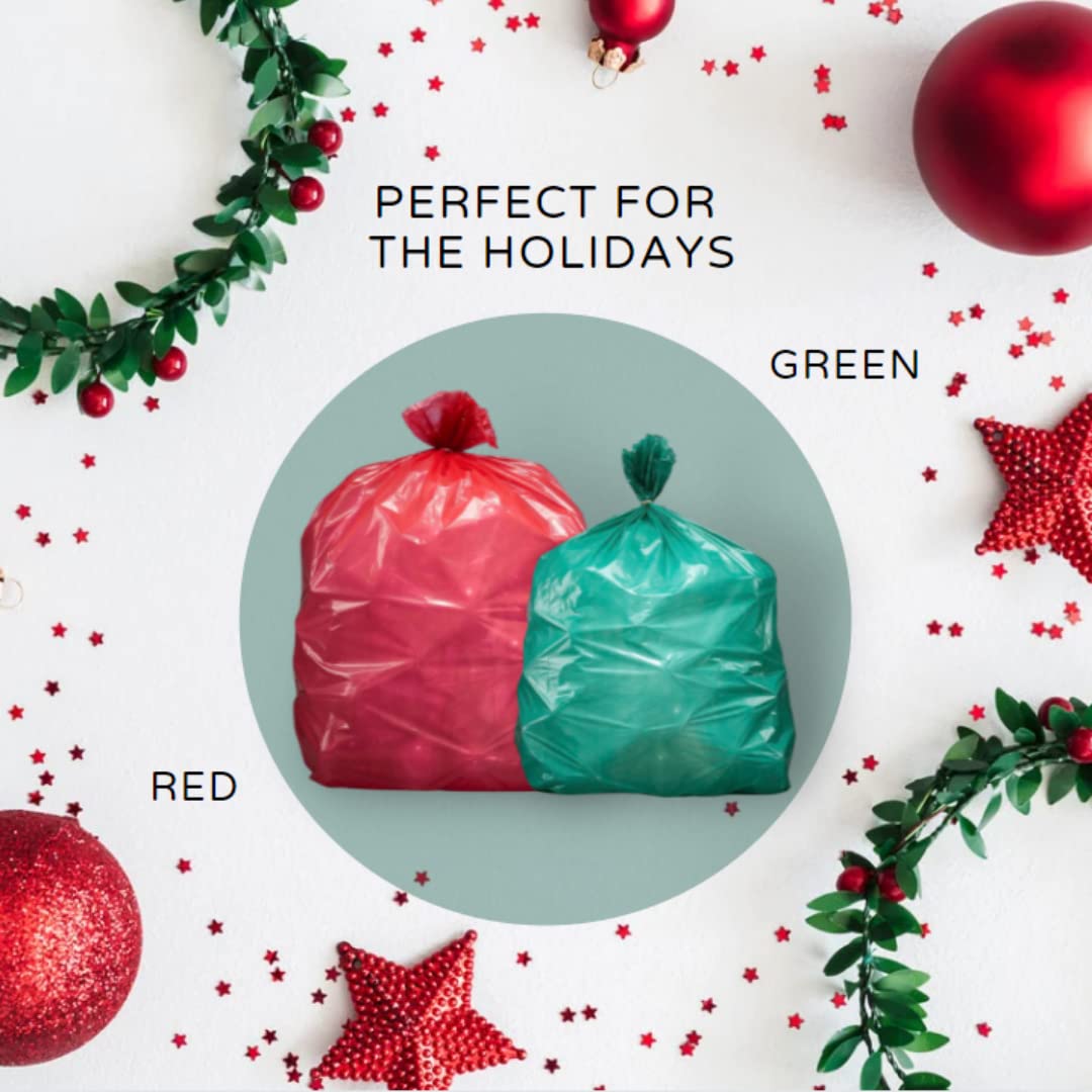 64 65 Gallon Trash Can Liners for Toter │ 1.5 Mil │ Green Heavy Duty Garbage Bags │ 50” x 60” (50 Count)