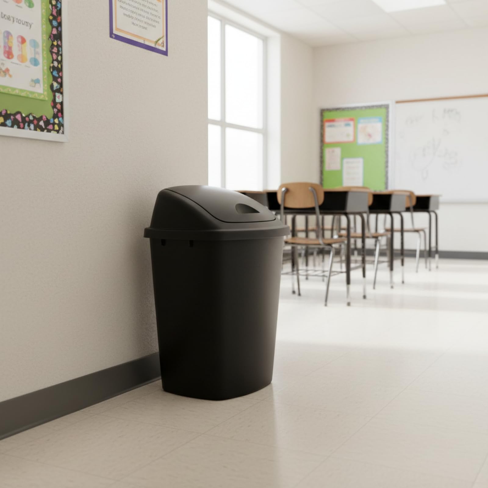 4 Pack 11 Gallon Kitchen Trash Cans with Swing Top (4 Count)
