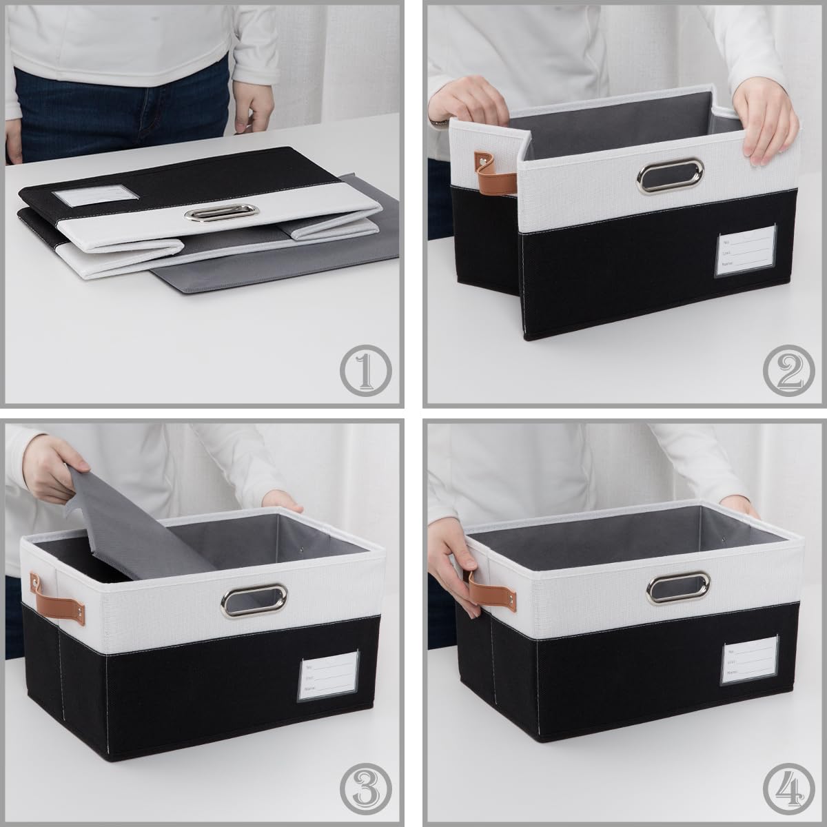 Foldable Storage Bins with Handles [3 (3 Count)