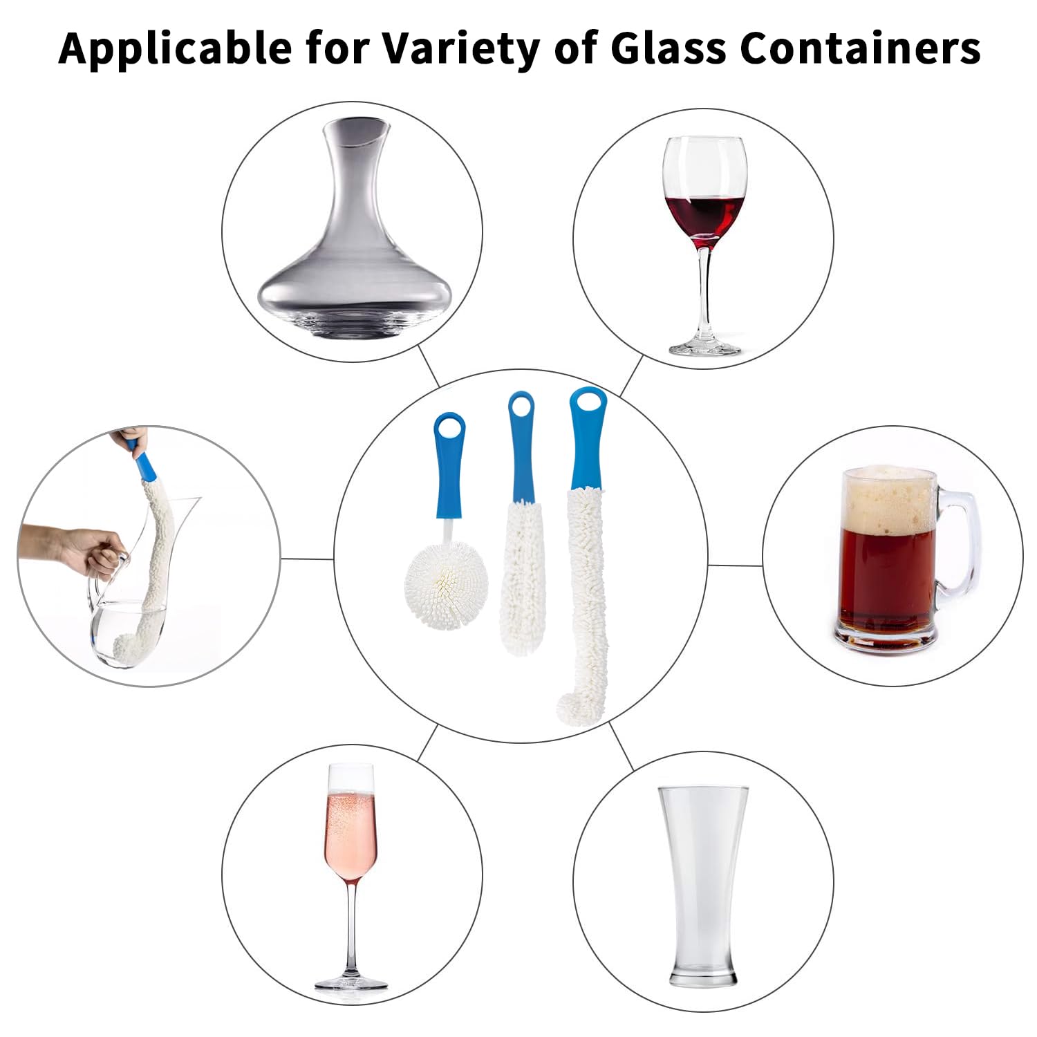 Wine Decanter Drying Stand with Rubber Coated Top to Prevent Scratches (5 Count)