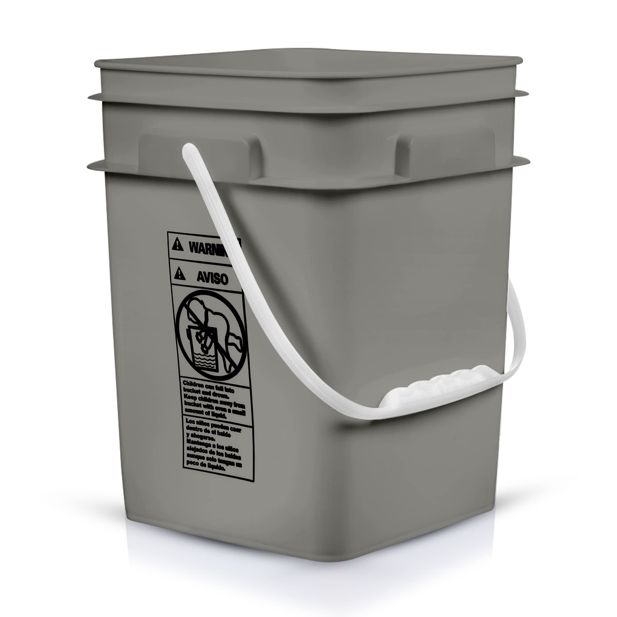4 Gallon Square Food Grade Bucket Pail with Plastic Handles and Lid (3 Count)