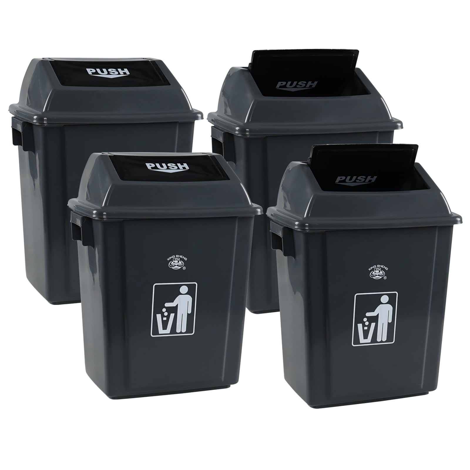 4 Packs 5 Gallons Swing Lid Garbage Can (4 Count)