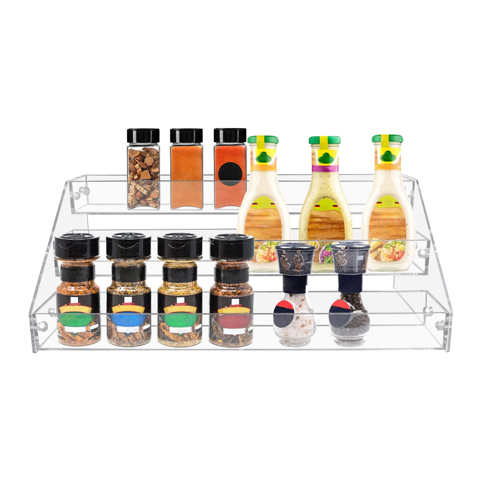 3 Tier Clear Acrylic Spice Rack Organizer for Cabinet Countertop