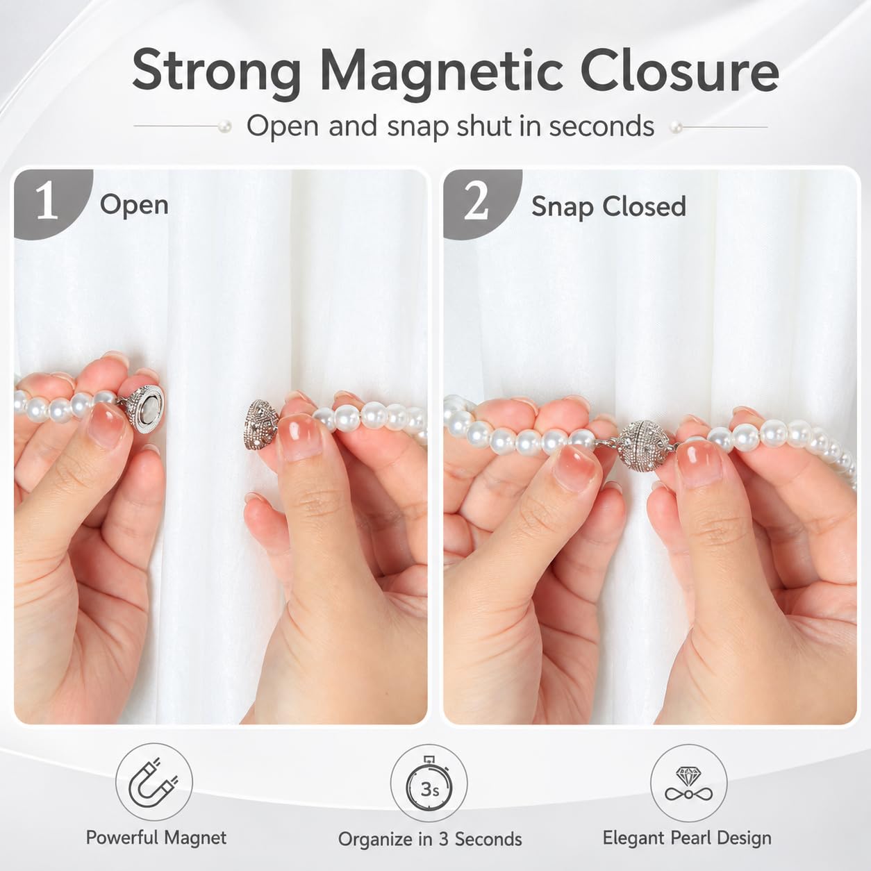 Pearl Bow Magnetic Curtain Tiebacks 2 Pack (2 Count)
