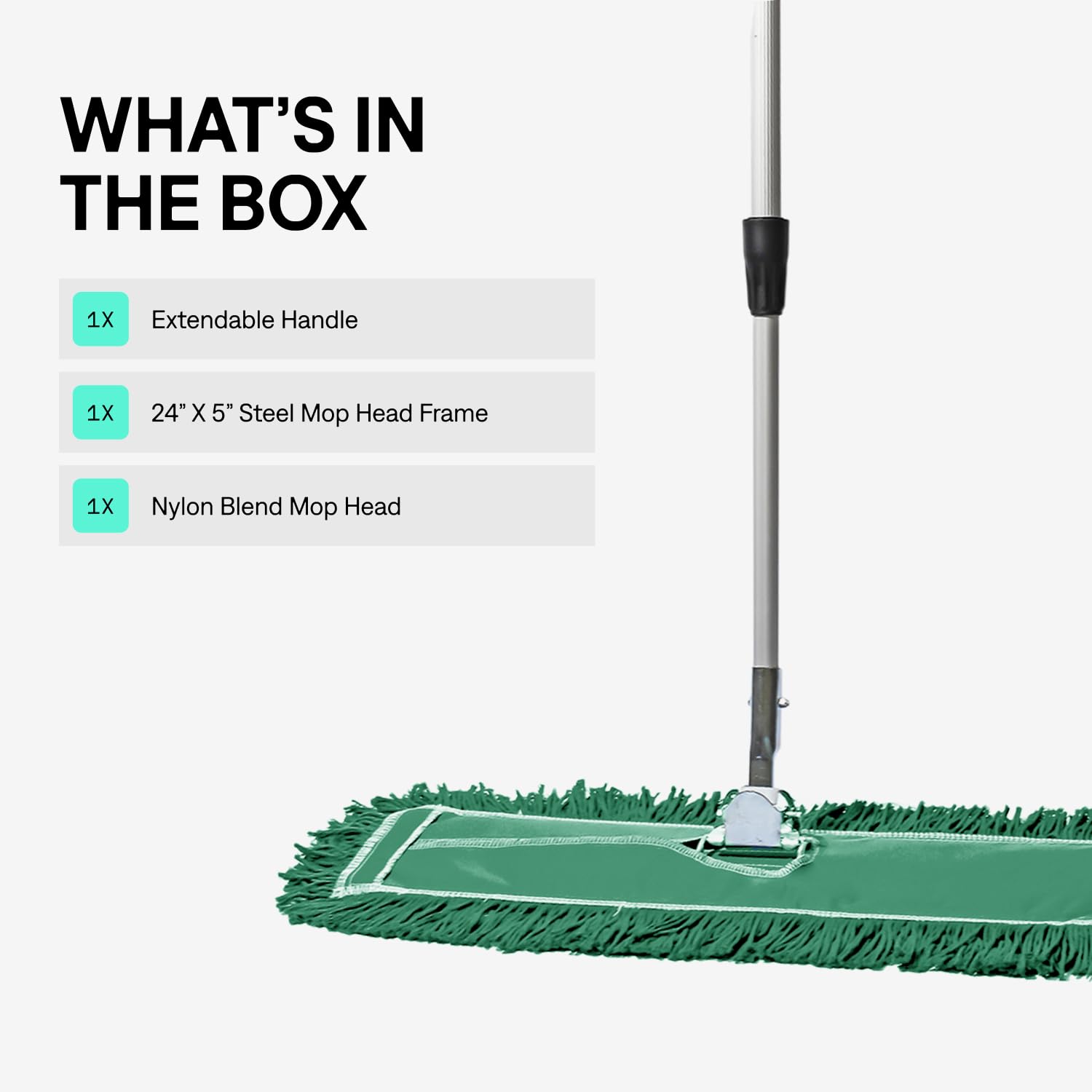 24 Inch Green Commercial Dust Mop & Floor Sweeper with Extendable Handle