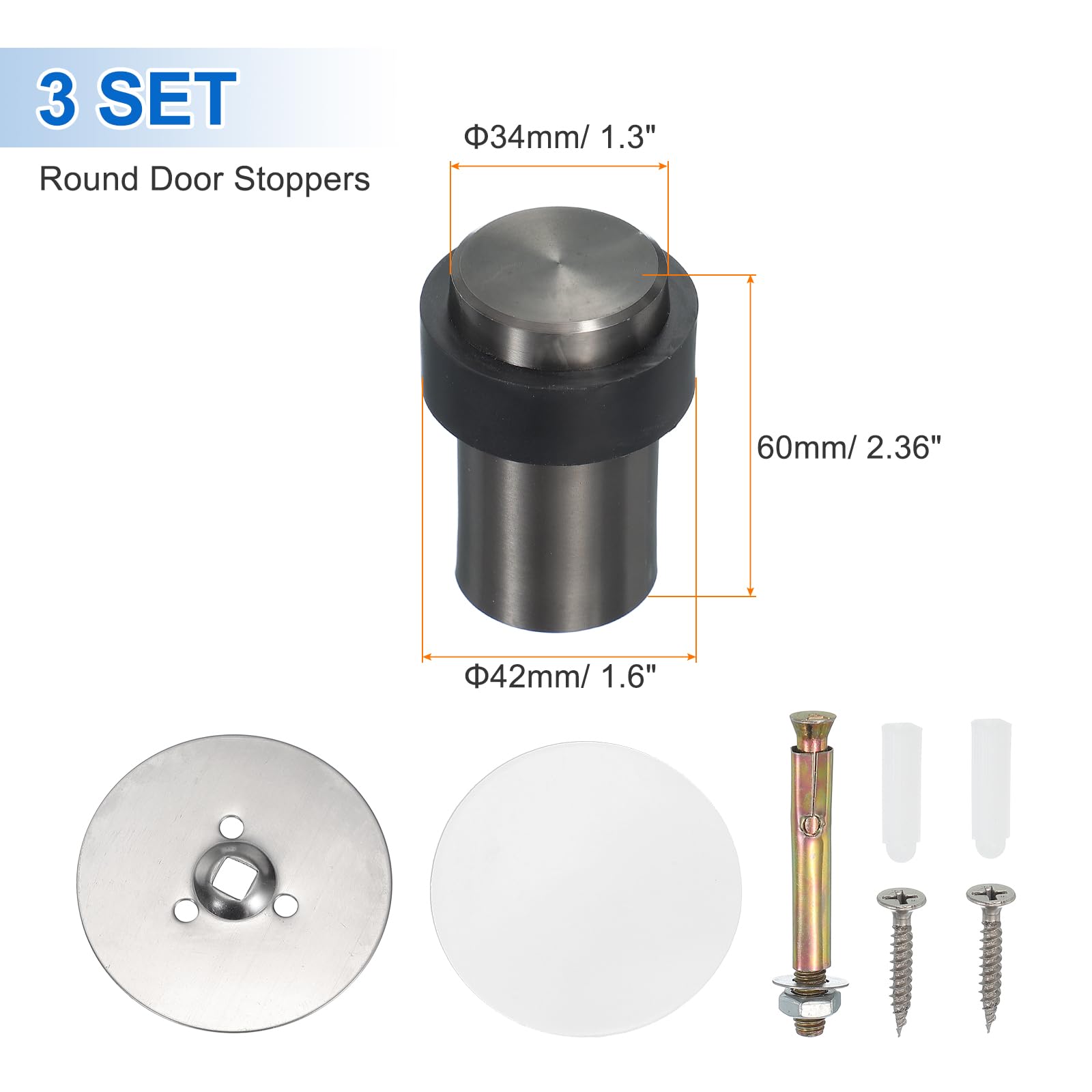 3Set Round Door Stoppers