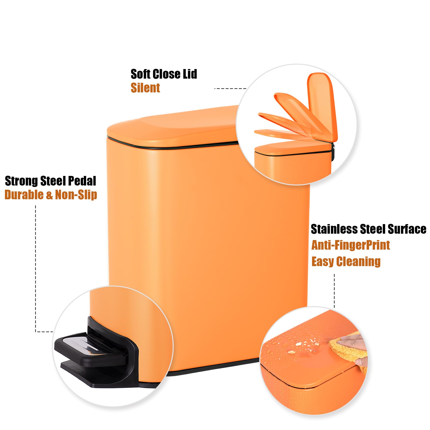 Small Bathroom Trash Can with Lid