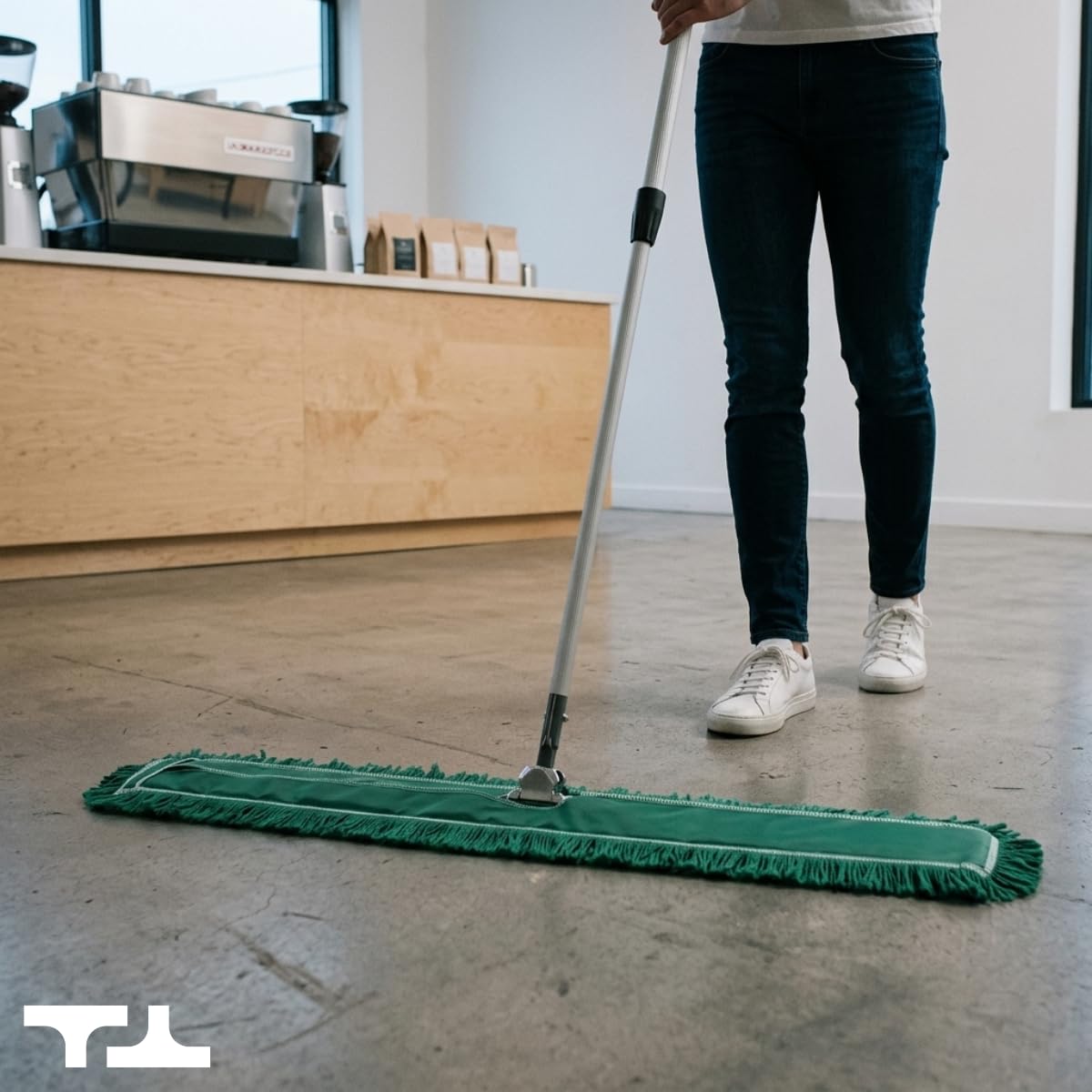 24 Inch Green Commercial Dust Mop & Floor Sweeper with Extendable Handle