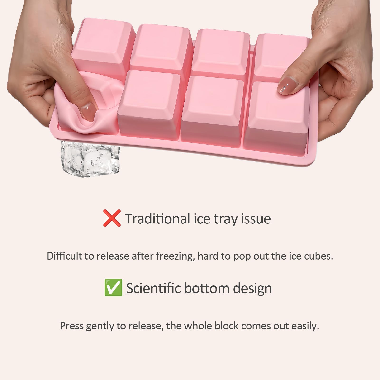 2 Pack Silicone 2 Inch Large Ice Cube Molds for Cocktails Wine Fruit and Bourbon Whiskey Easy Release Ice Cube Tray with Lid Ideal for Cold Drinks and Entertaining Gatherings (15.34 Ounce)