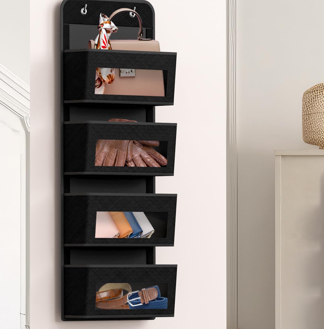 4 Clear Window Pocket Over Door Hanging Organizer