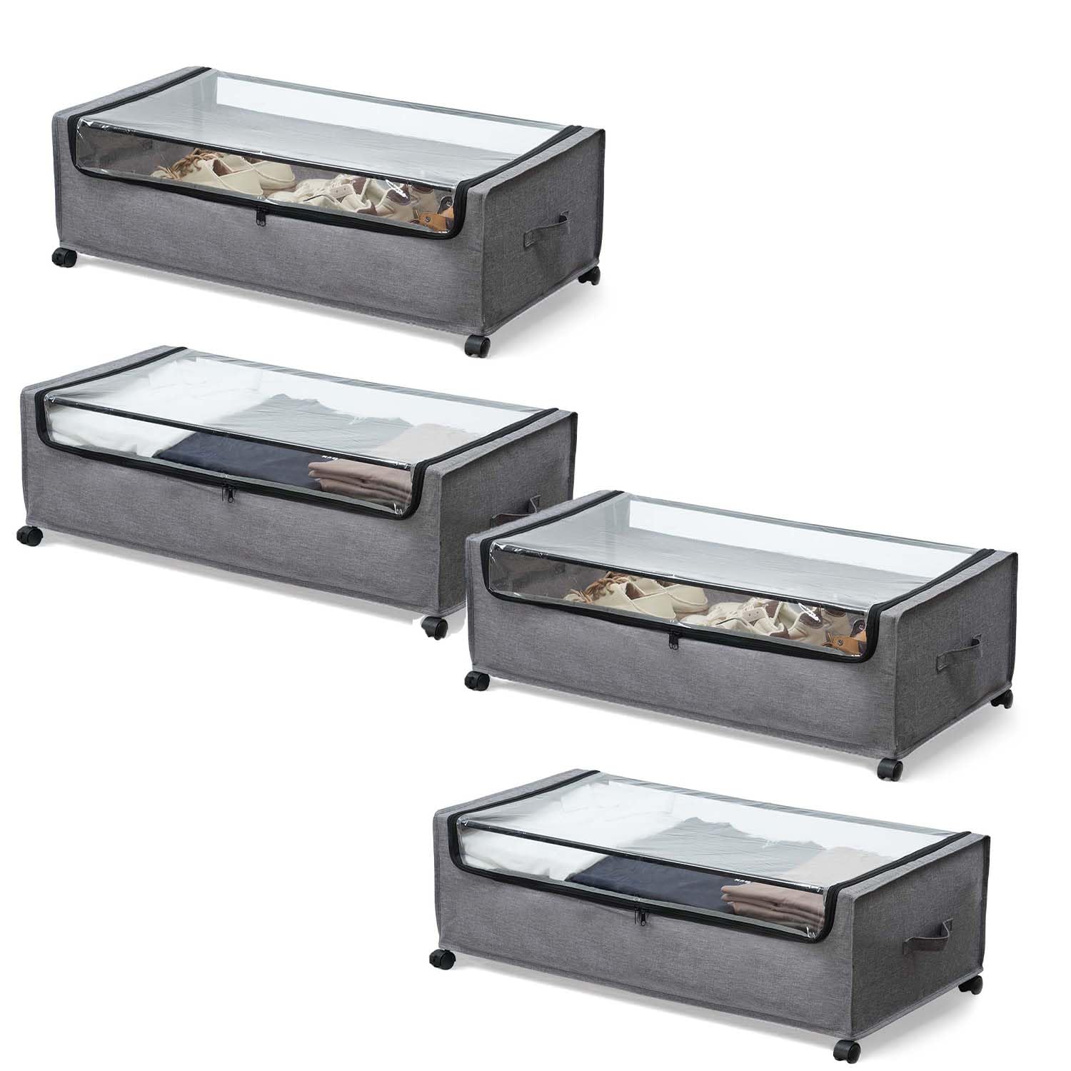 4 Packs Under Bed Storage with Wheels