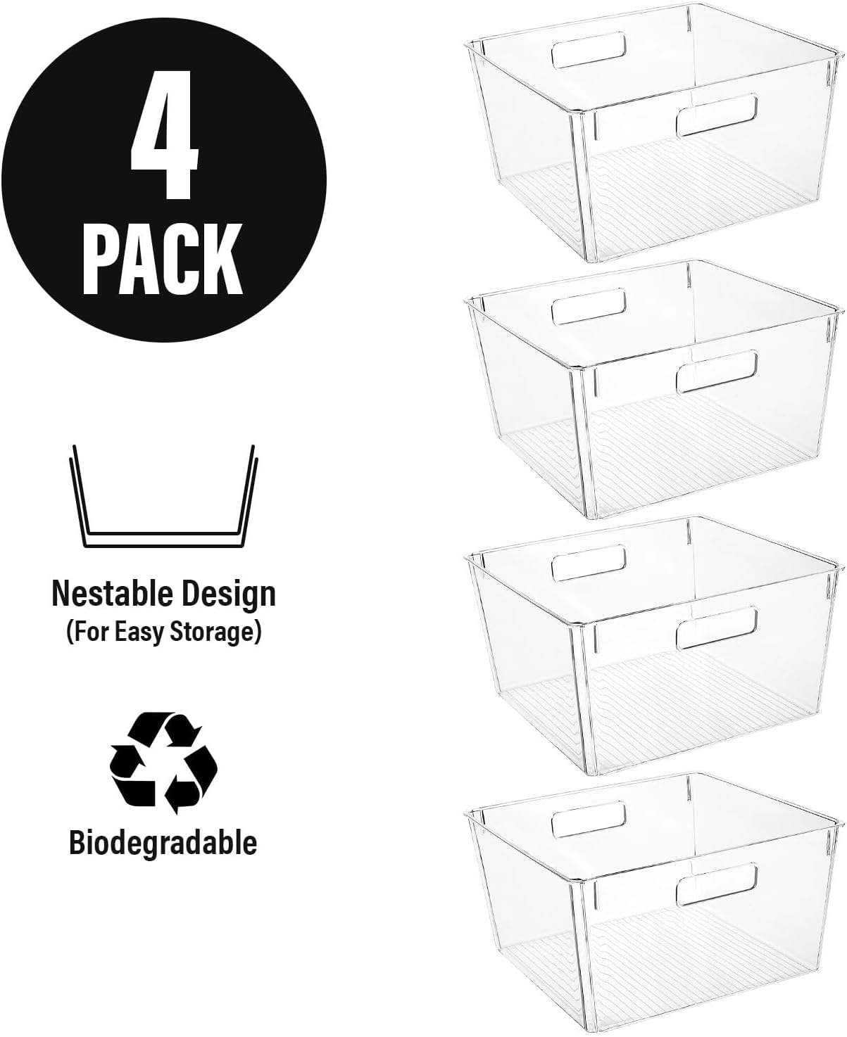 Extra Large Clear Plastic Storage Bins (4 Count)