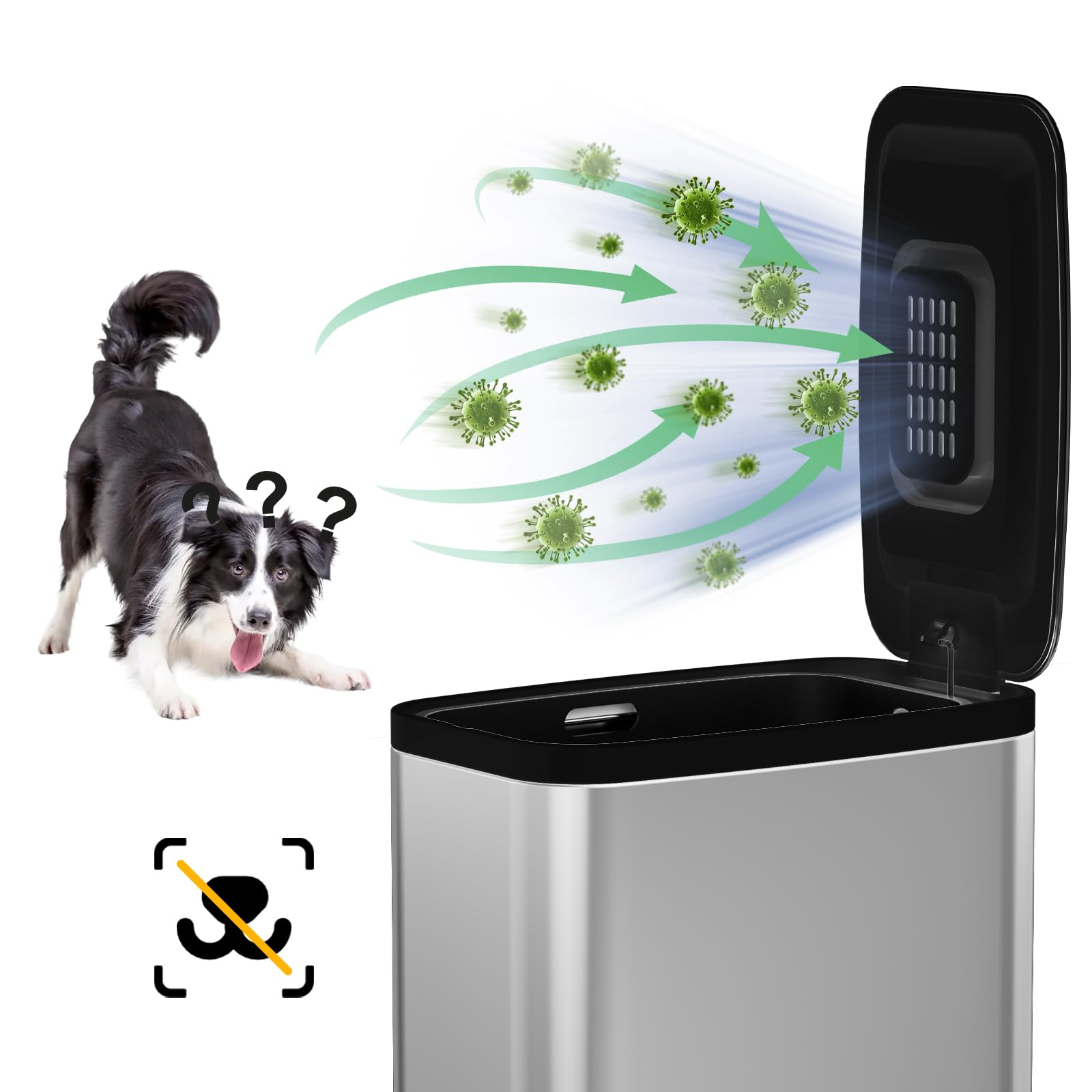 Stainless Steel Bathroom Trash Can with Lid Soft Close