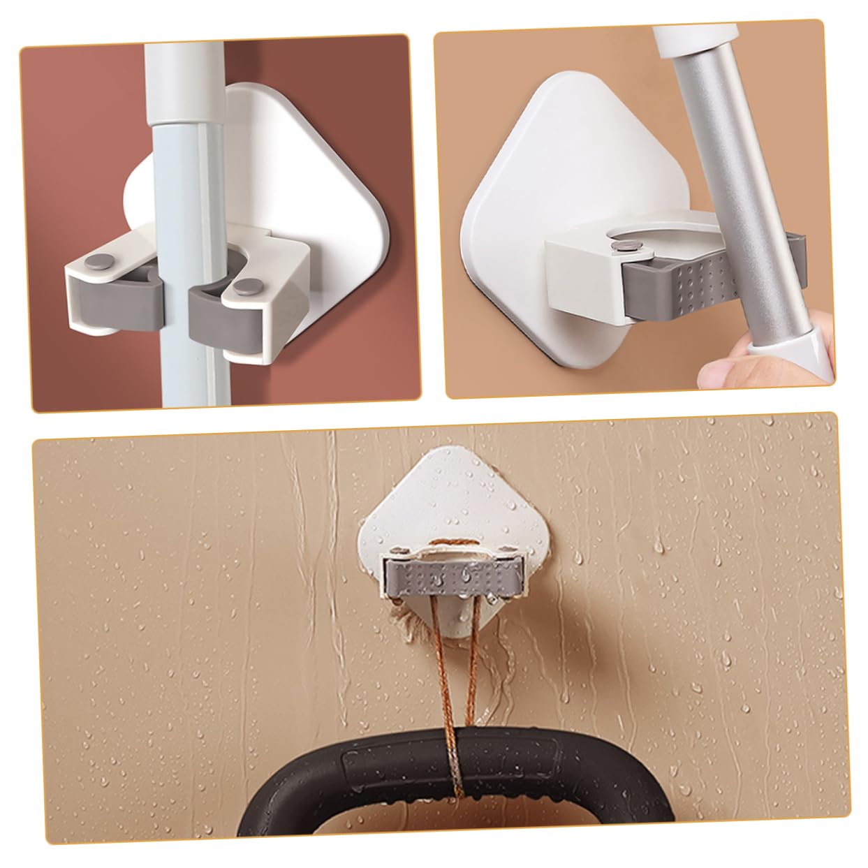 Space Saving Broom Organizer Wall Mount Mop and Broom Holder Self