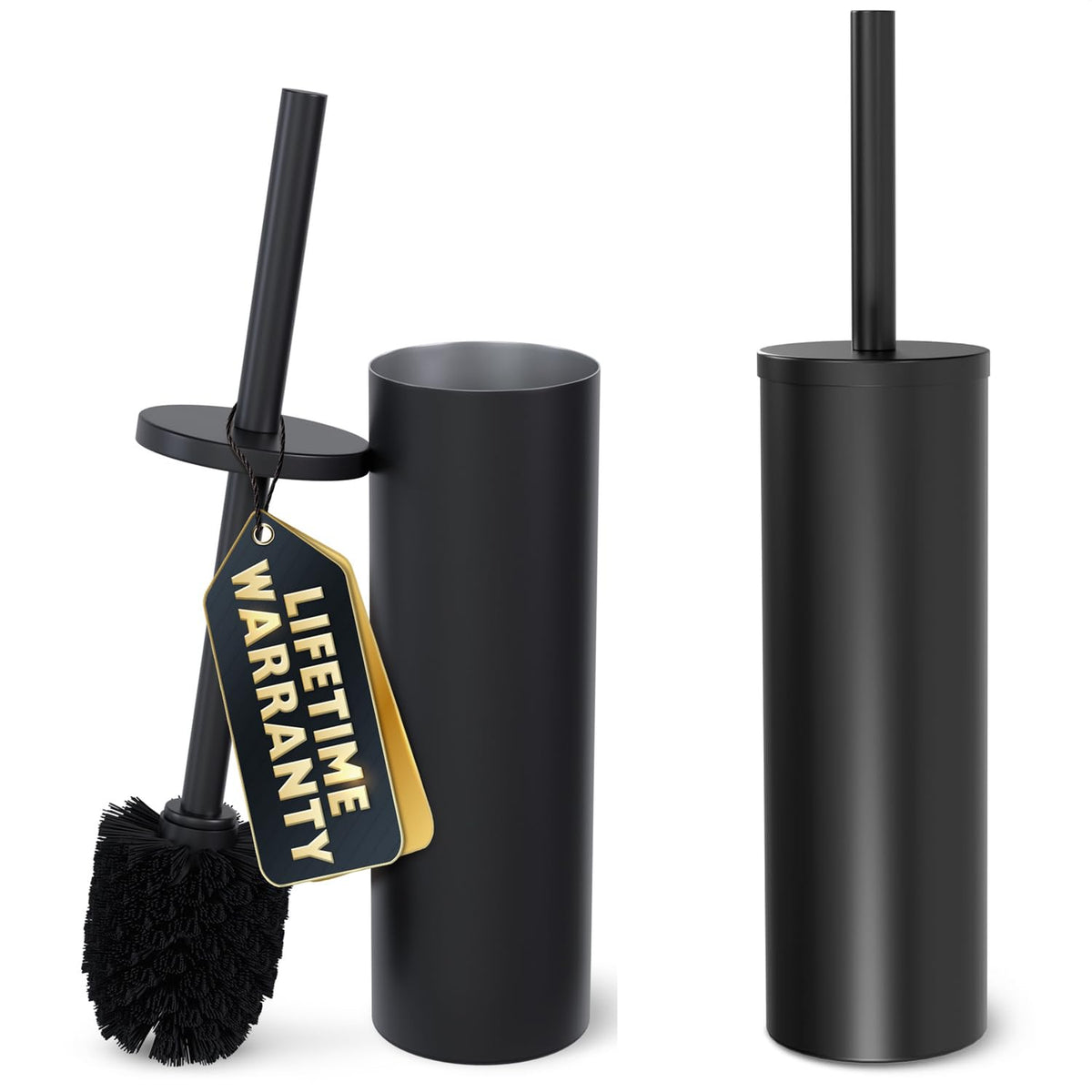 2Pcs Stainless Steel Toilet Brush and Holder Set (2 Count)