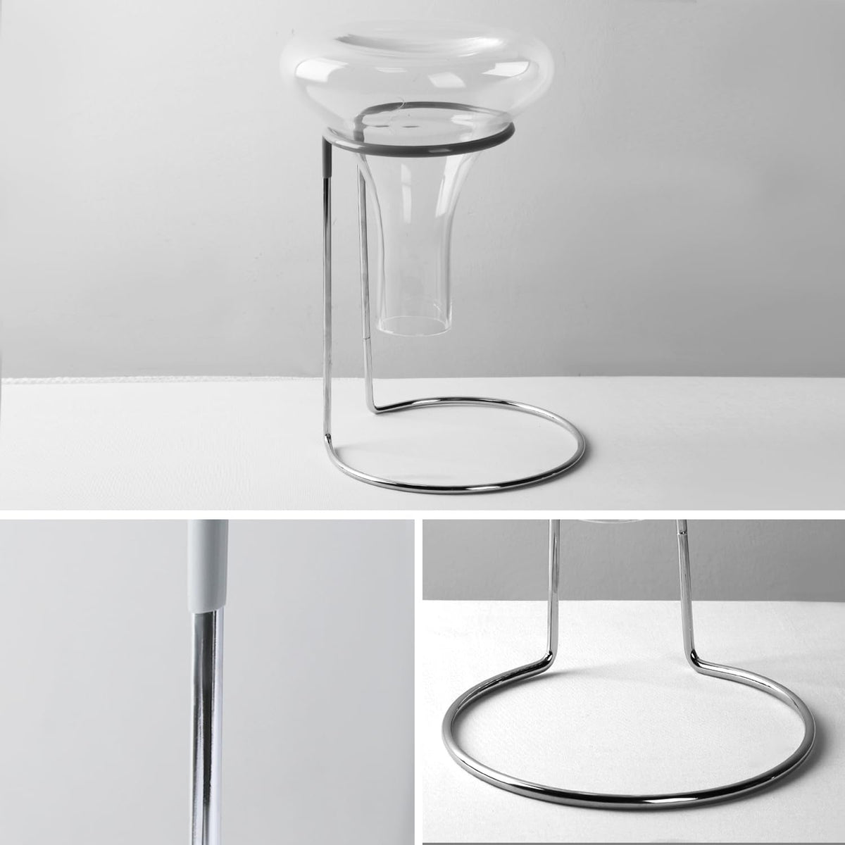 Wine Decanter Drying Stand with Rubber Coated Top to Prevent Scratches