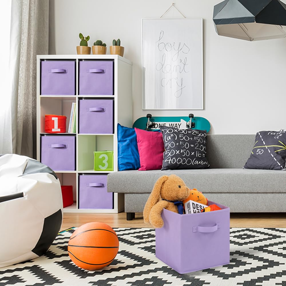 13x13x13 Inch Fabric Storage Bins 6 Pack Fun Colored Durable Storage Cubes with Handles Foldable Cube Baskets for Home (6 Count)