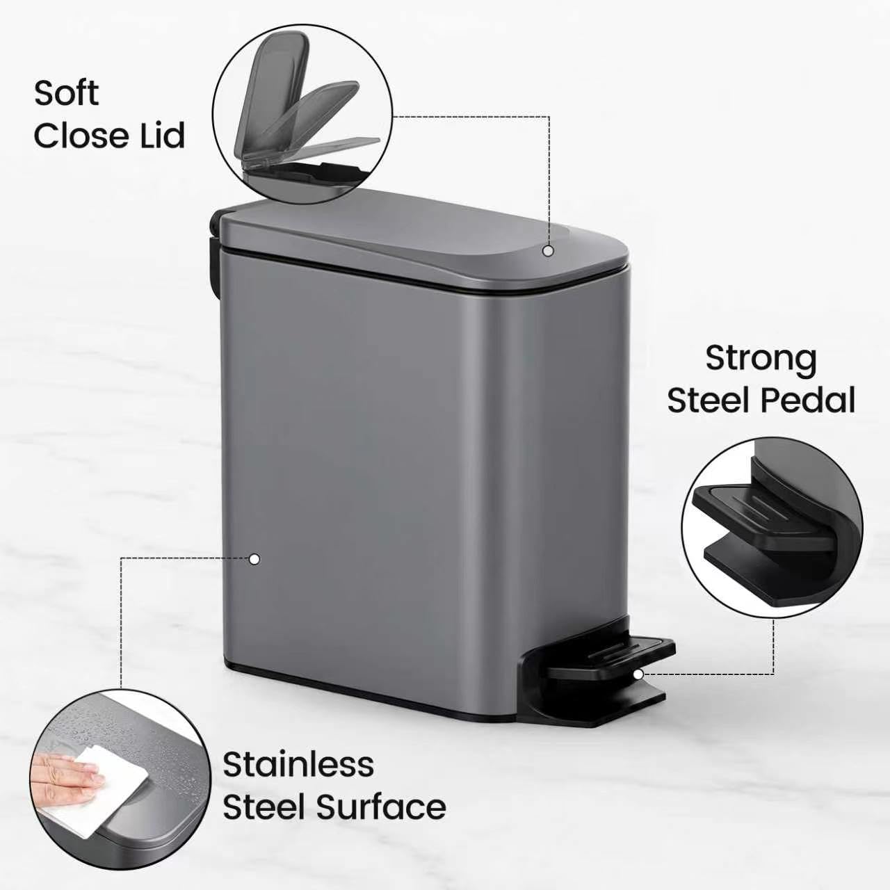 Small Bathroom Trash Can with Lid