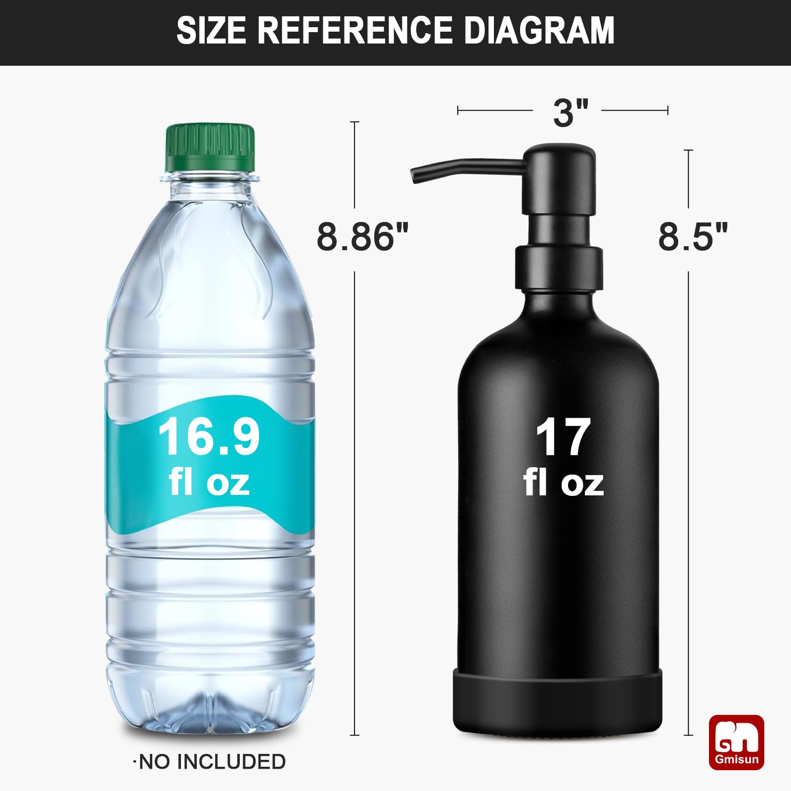 Black Soap Dispenser with Silicone Sleeve Boot (2 Count)