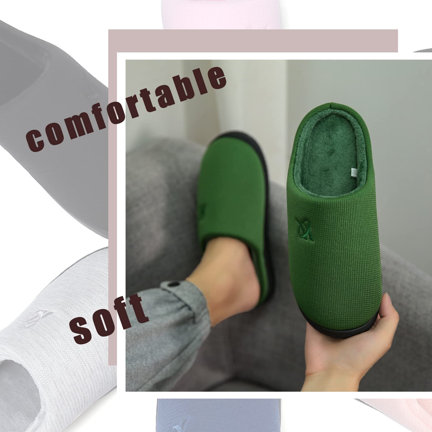 Memory Foam Cotton Slippers Couple Style Men's and Women's House Casual Shoes