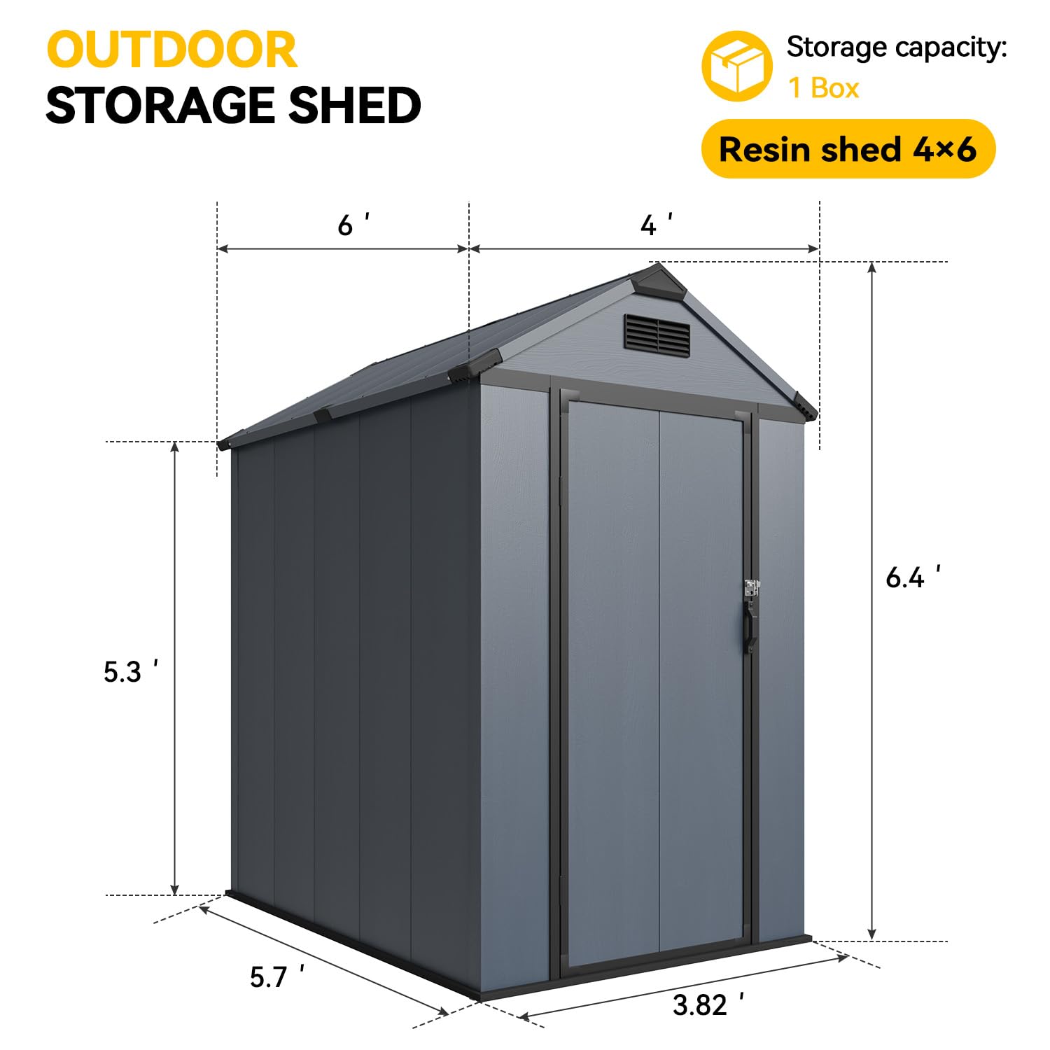 4x6 FT Outdoor Storage Shed