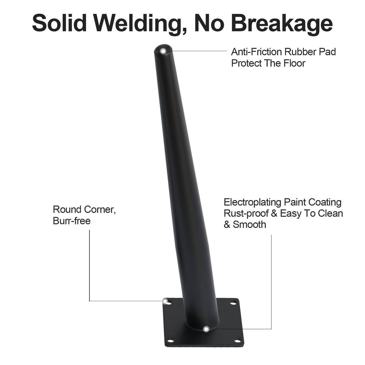 4PCS 12 Inch Matte Black Tapered Angled Legs for Furniture