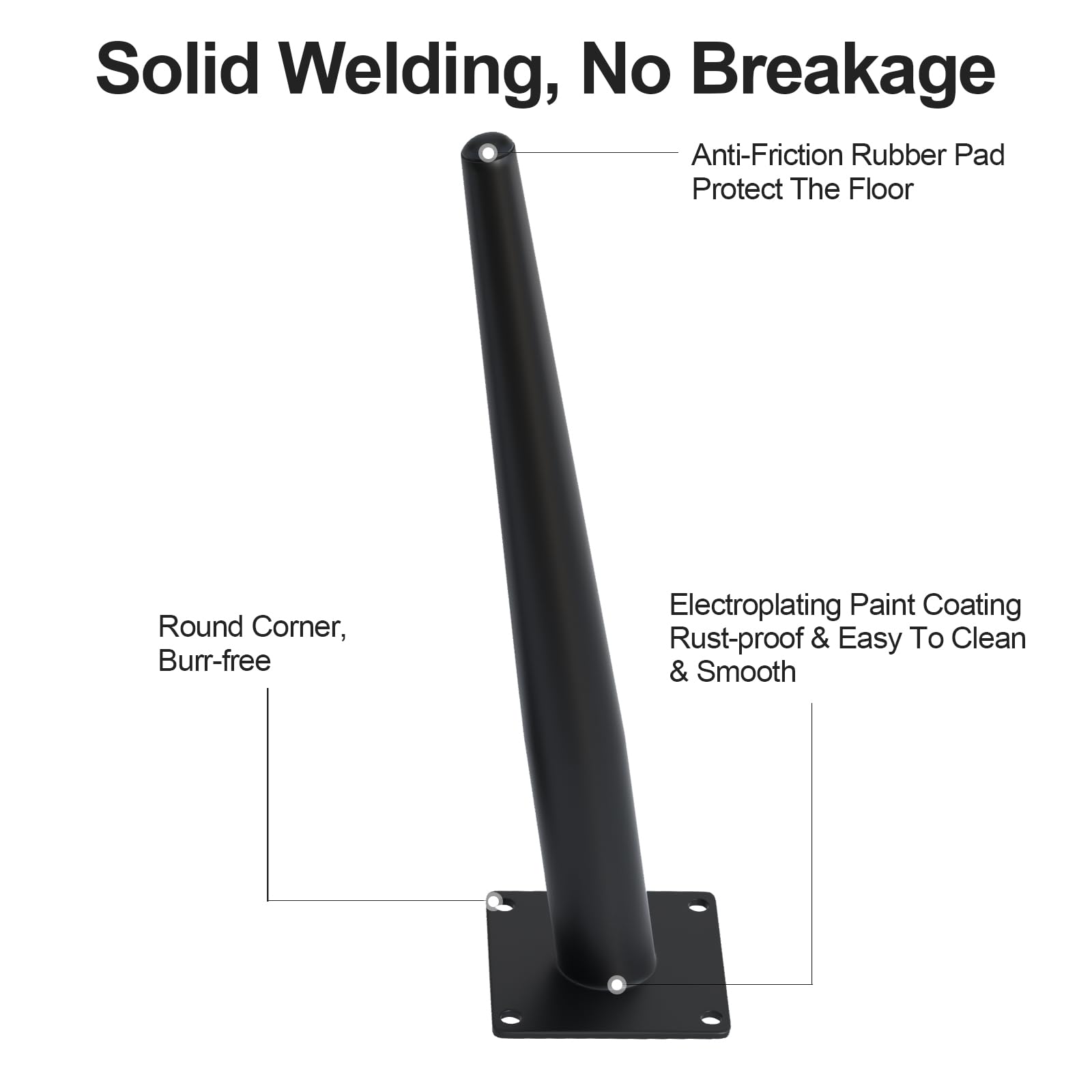 4PCS 16 Inch Matte Black Tapered Angled Legs for Furniture