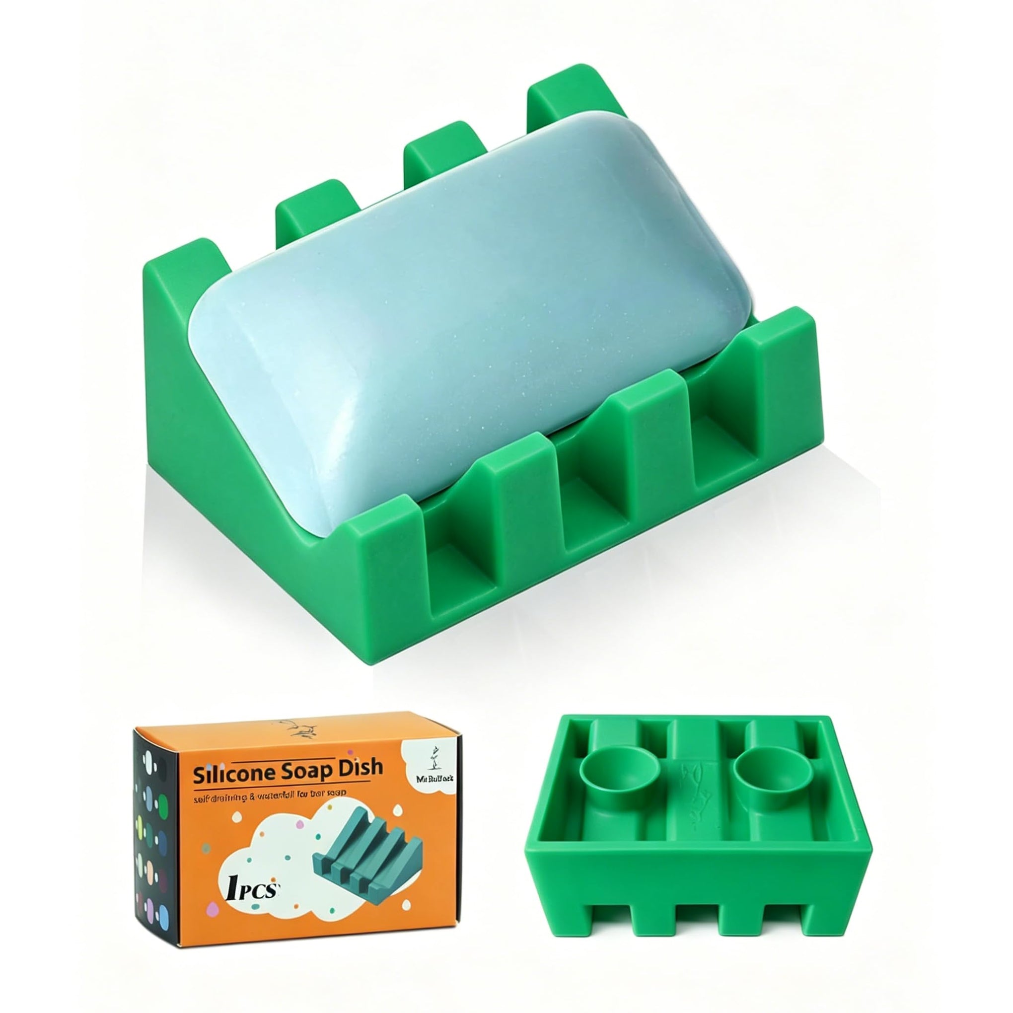 Silicone Soap Dish Self Draining with Suction Cups