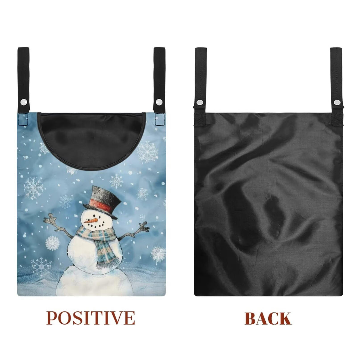 Snowman Clothespin Bag Blue Clothes Pin Hanging Bag with Hanging Hook 12 x 14.6 Inch Laundry Clothes Pin Holder Waterproof Clothespins Hanging Bags Clothespin Storage