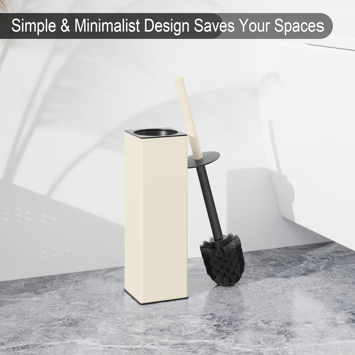 Standing Toilet Brush and Holder Matte White Aluminium Toilet Bowl Cleaner Brush and Holder for Bathroom Storage and Organization