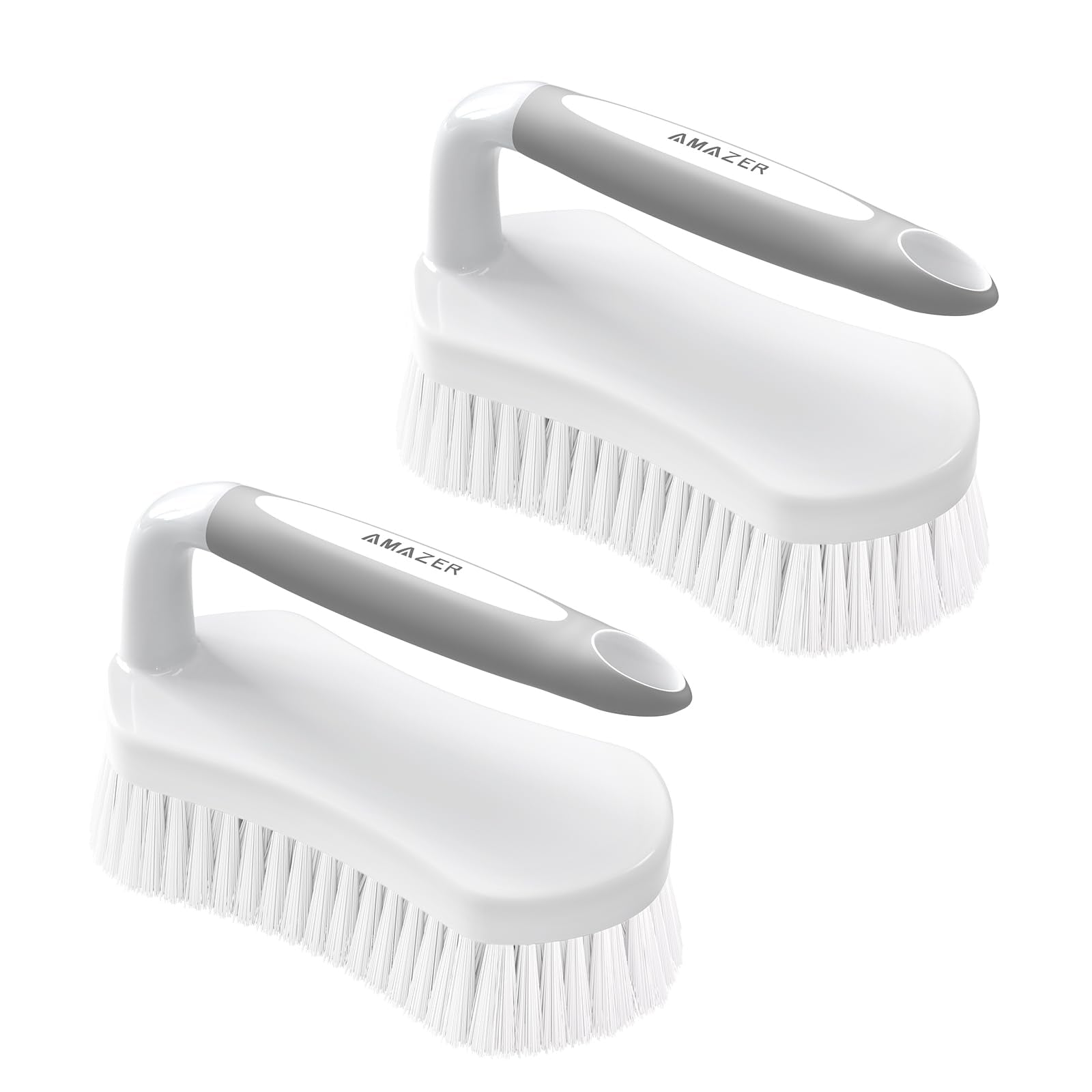 Scrub Brush for Cleaning Comfort Grip Shower Scrubber Flexible Stiff Bristles with Handle Heavy Duty Cleaner Brush for Tub Sink Carpet Floor (2 Count)