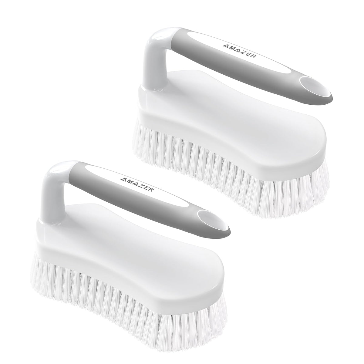 Scrub Brush for Cleaning Comfort Grip Shower Scrubber Flexible Stiff Bristles with Handle Heavy Duty Cleaner Brush for Tub Sink Carpet Floor (2 Count)