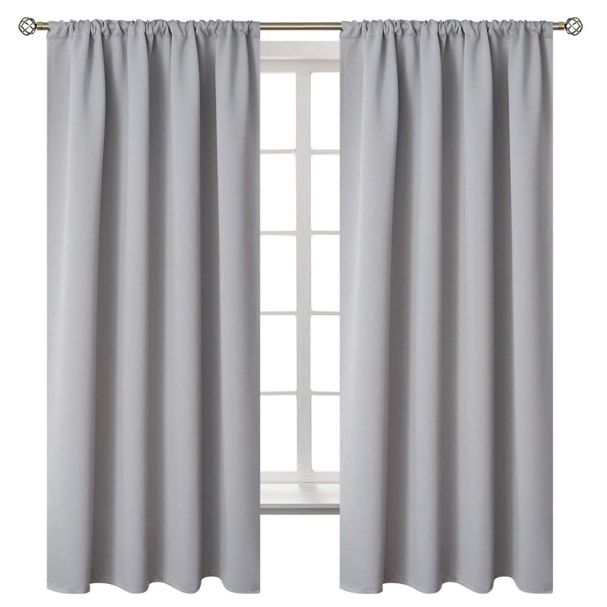 Rod Pocket Room Darkening Curtains for Bedroom (2 Count)