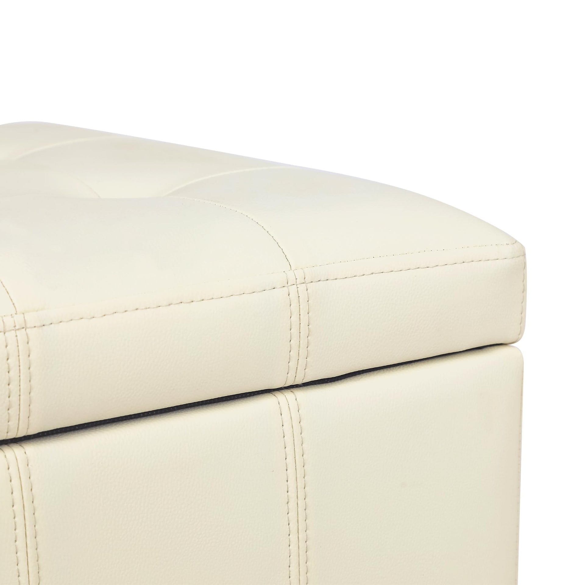 Faux Leather Storage Ottoman with Hinged Lid