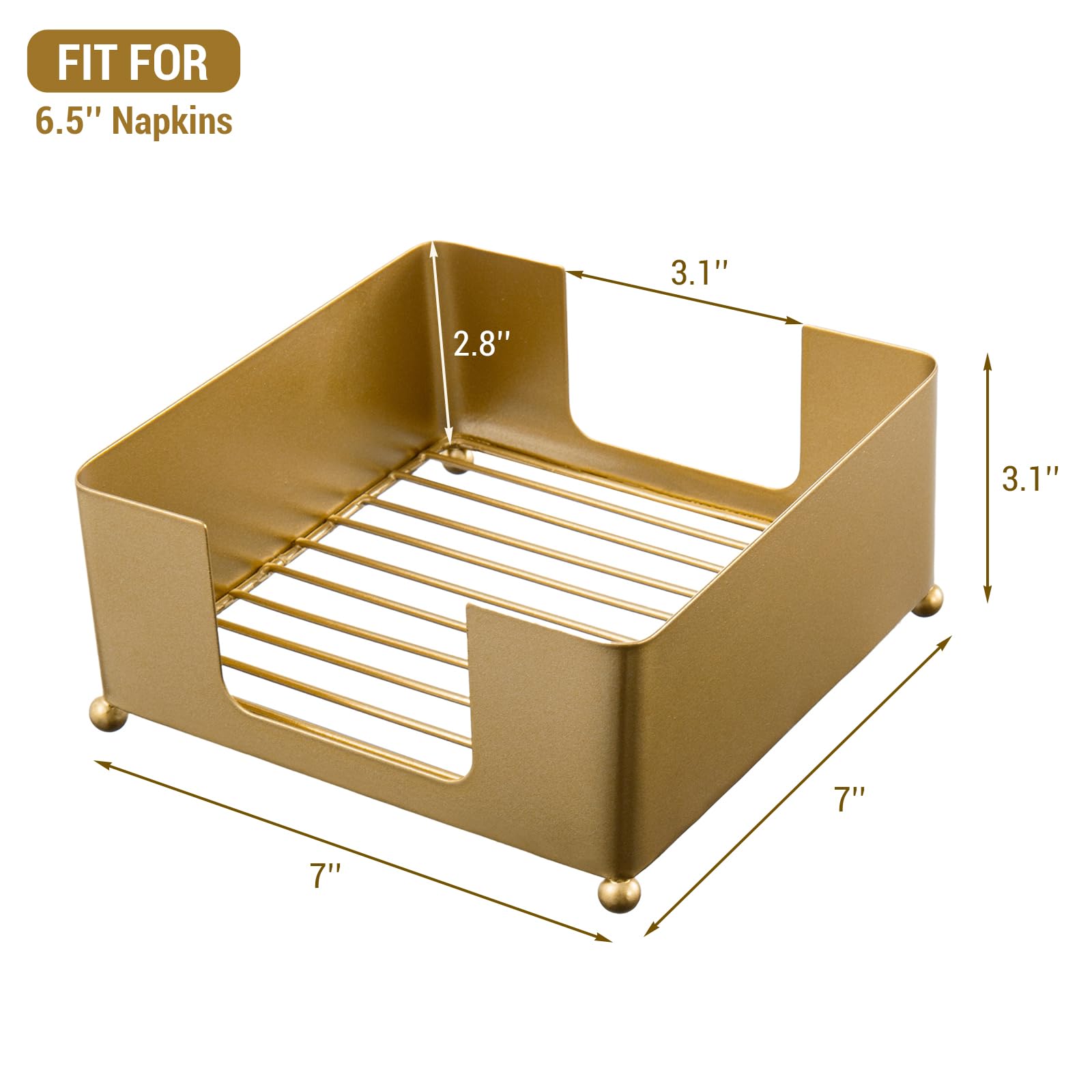 Modern Metal Square Napkin Holder with Gold