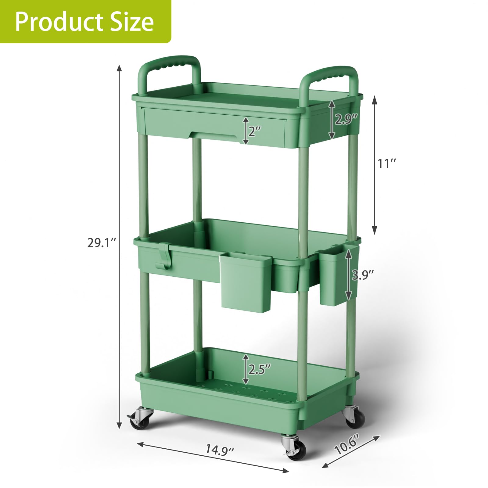 3 Tier Rolling Cart Organizer