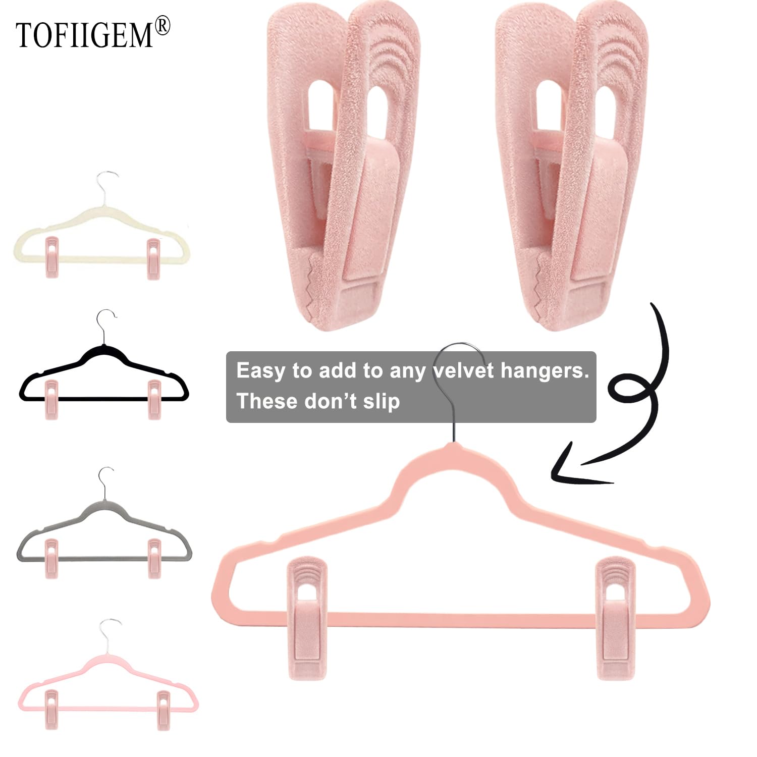 Light Pink Velvet Hangers Clips 20 PCS