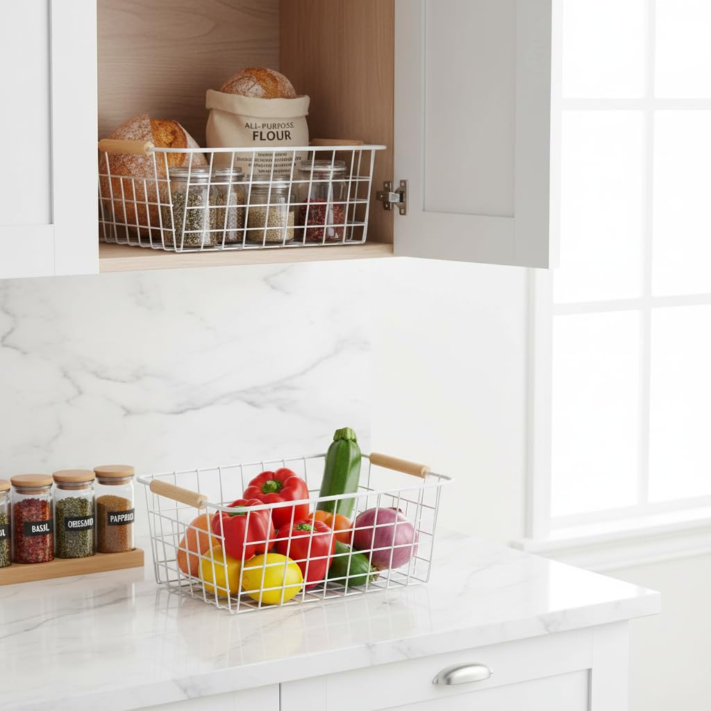 Metal White Wire Basket (2 Count)