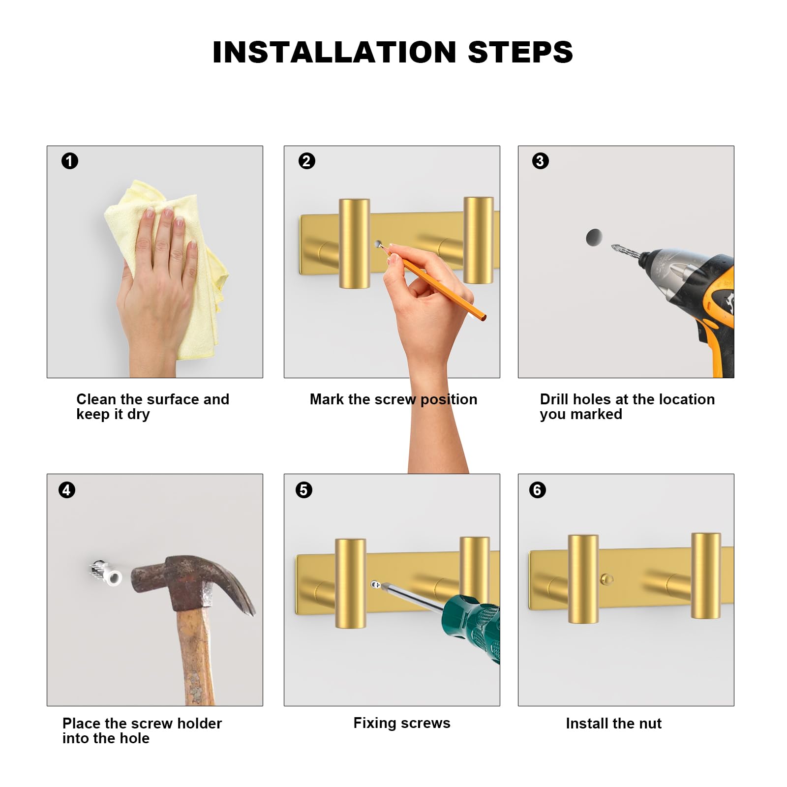 Gold Wall Mount Coat Rack