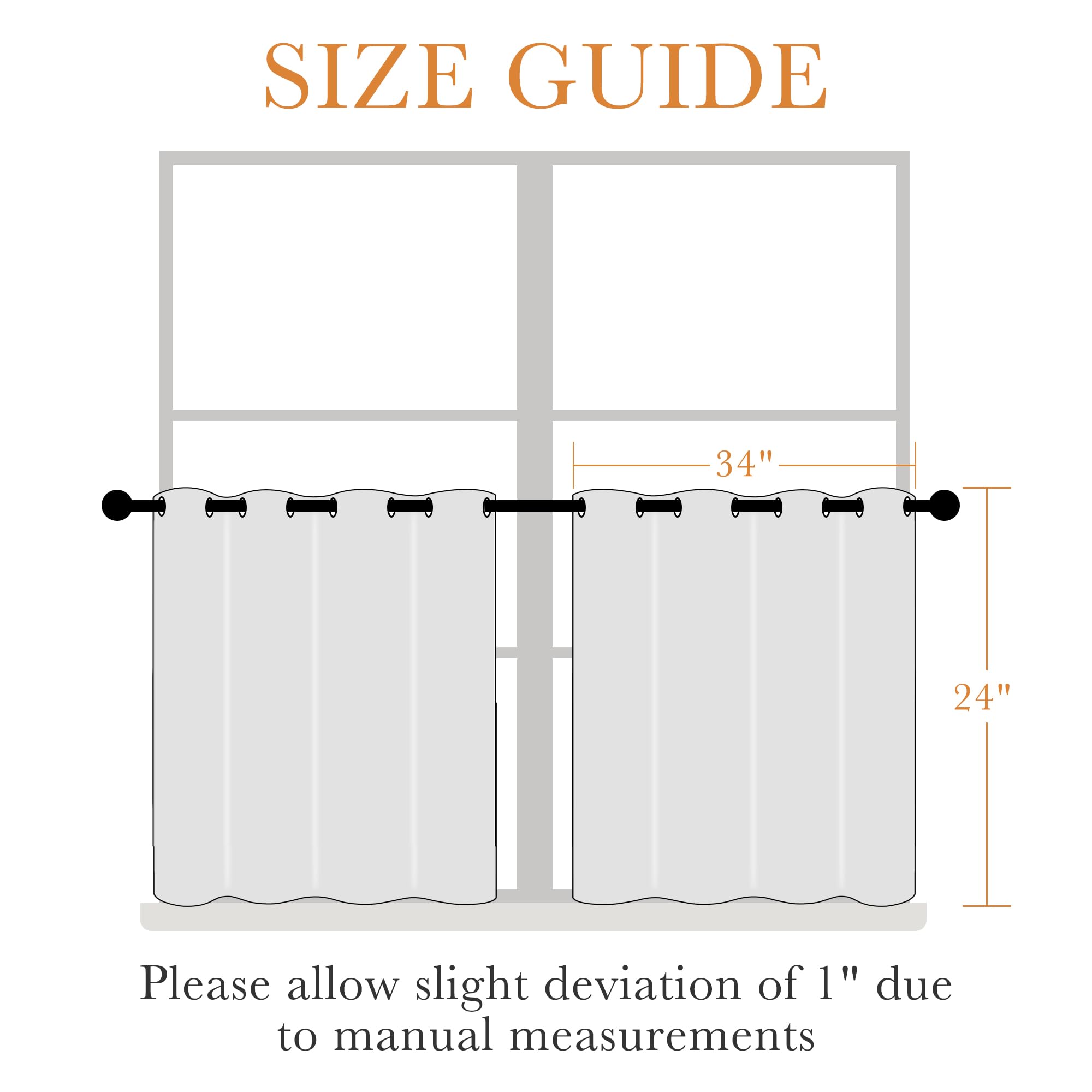 Kitchen Curtains 24 inch Length (2 Count)