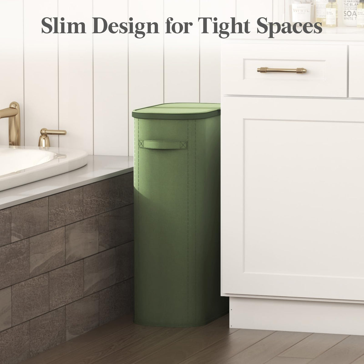 Slim Laundry Basket with Lid and Removable Bag