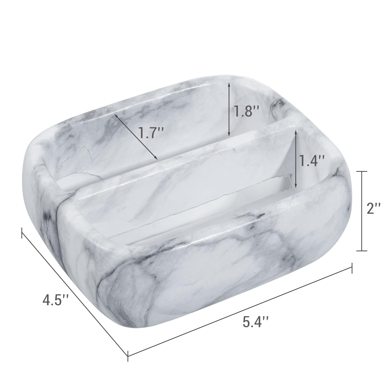5.4 Inch Deluxe Modern White Marble Pattern Resin Double Sponge Holder