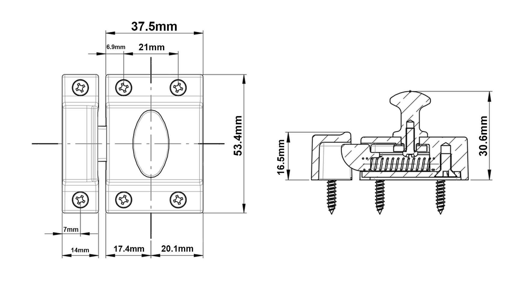 Traditional Large Oval Turn Cabinet Latch (4 Count)