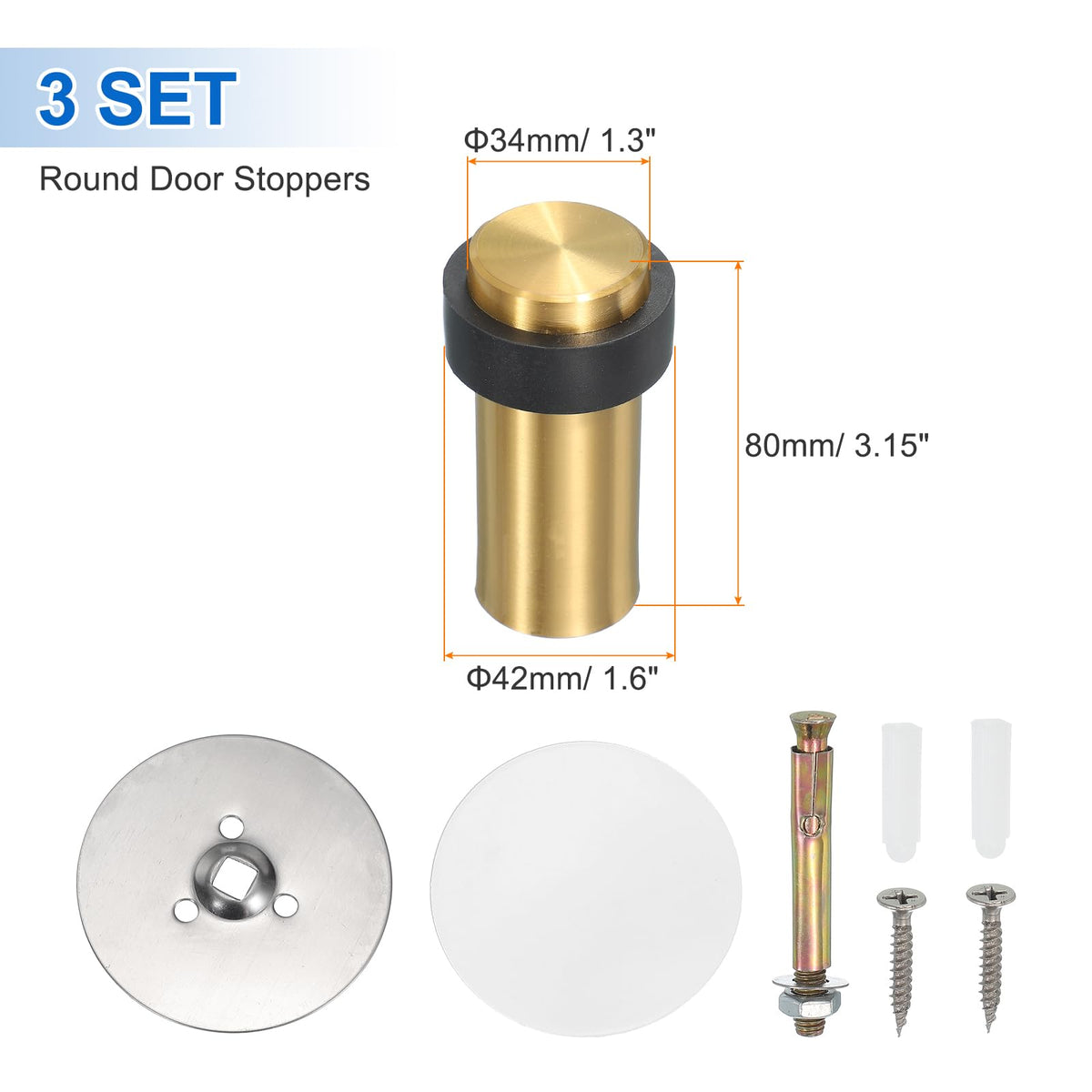 3Set Round Door Stoppers