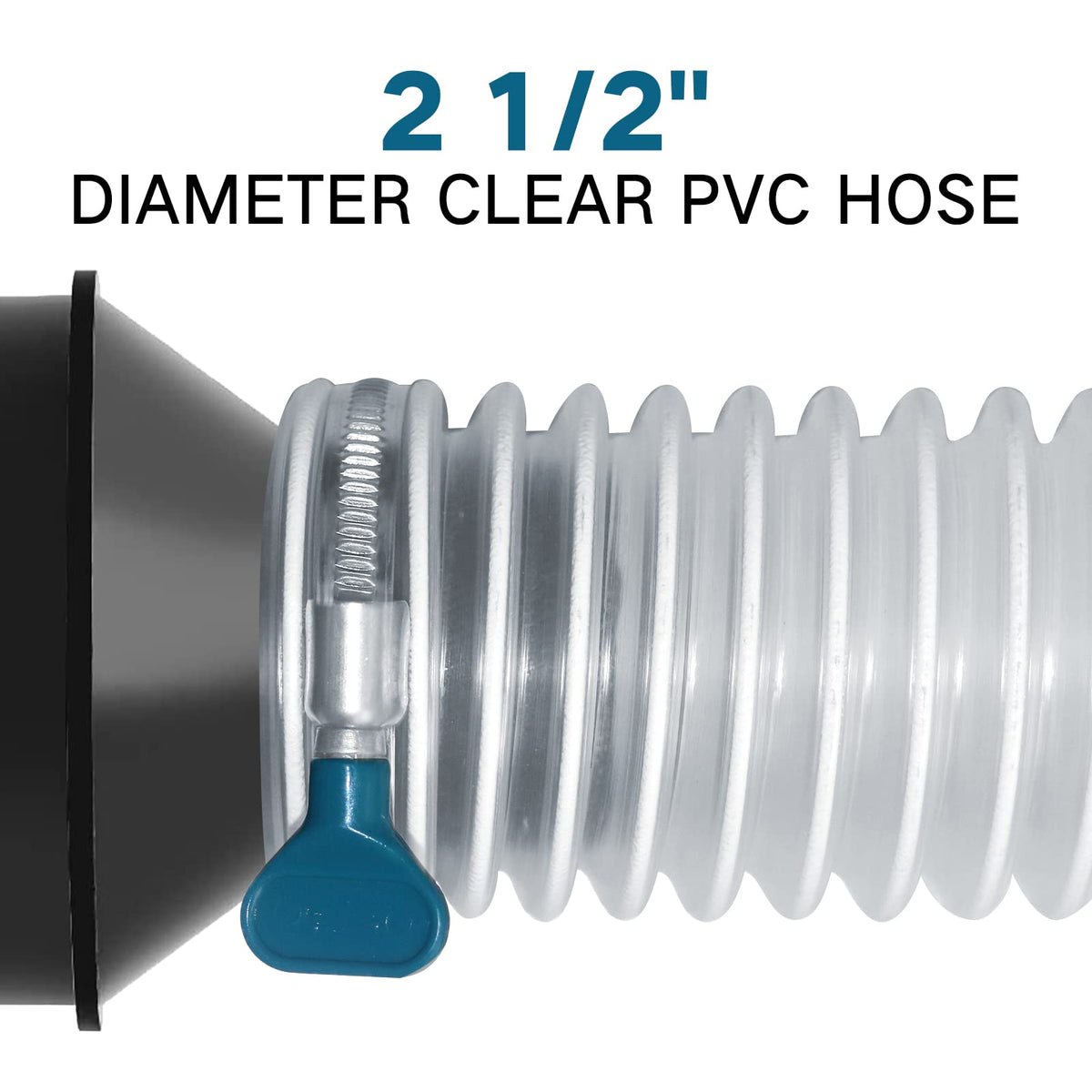 2-1/2"x20' PVC Dust Collection Hose with 4 Stainless Clamps for Woodworking