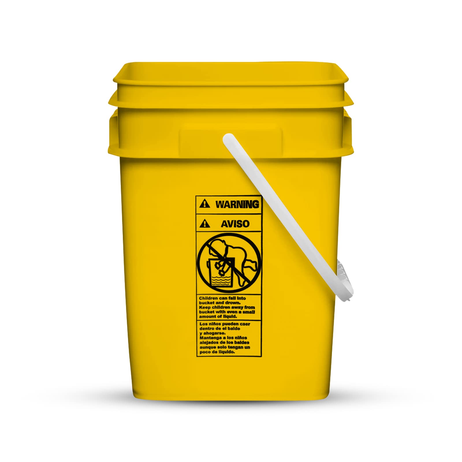 4 Gallon Square Food Grade Bucket Pail with Plastic Handles and Lid (3 Count)